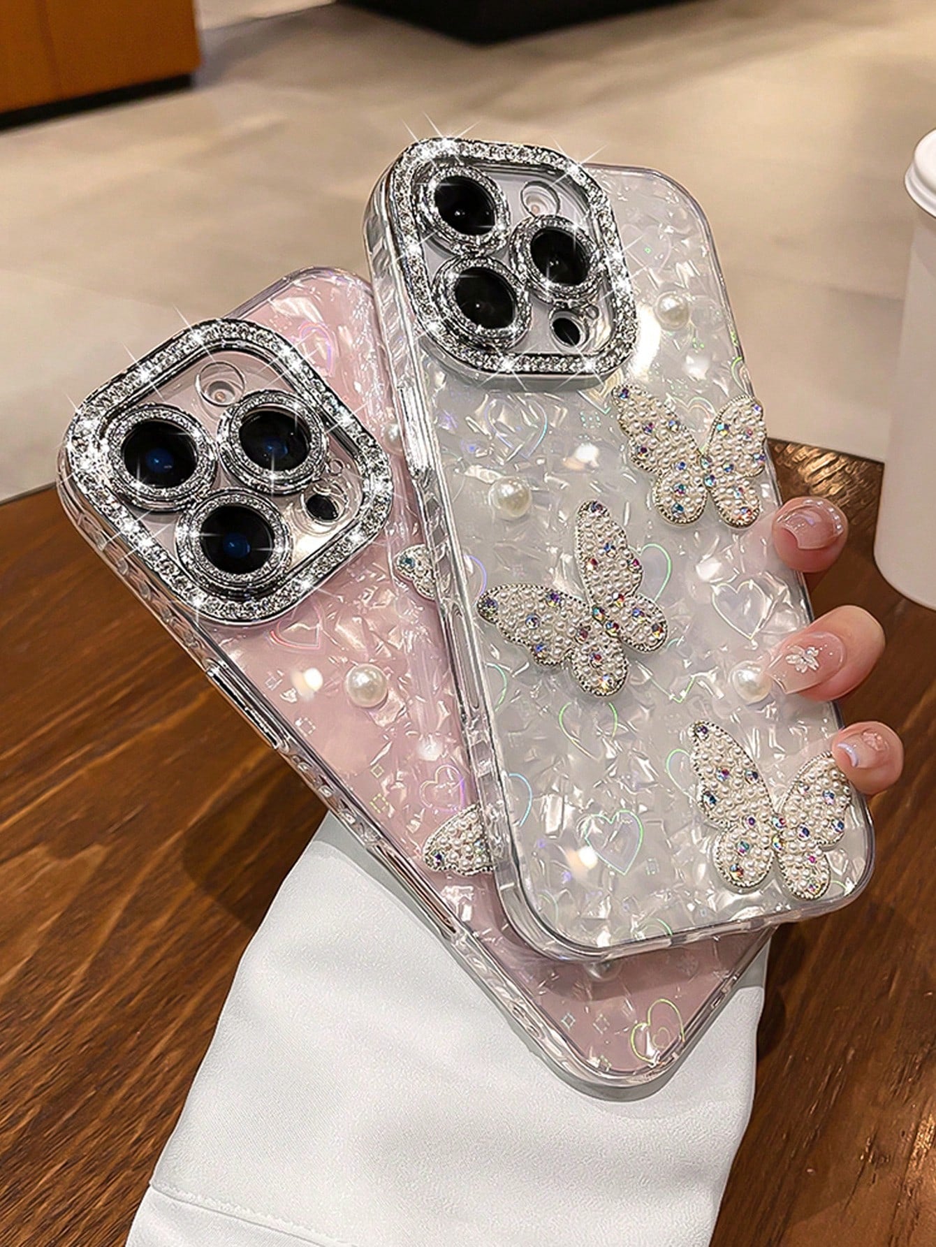 2026hot Luxury Pink Fashion Acrylic Faux Pearl Heart Design Acrylic Hard Phone Shockproof Compatible With 17 Pro/17 Pro/17/17/16 Pro/16/16 Pro/16 Plus/15/15 Pro/15 Pro/15 Plus/11/12/13/14 Pro/11 Pro/1