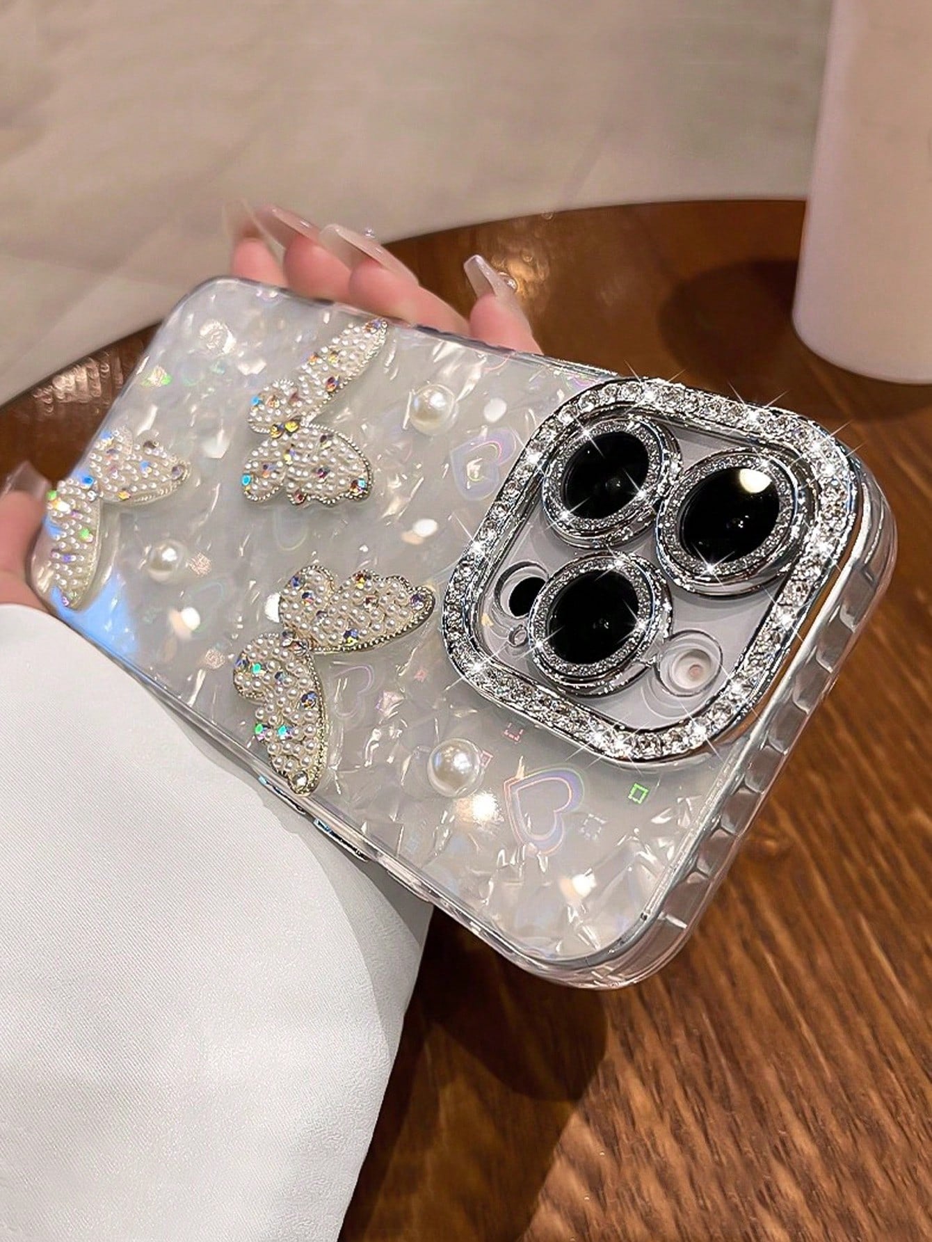 2026hot Luxury Pink Fashion Acrylic Faux Pearl Heart Design Acrylic Hard Phone Shockproof Compatible With 17 Pro/17 Pro/17/17/16 Pro/16/16 Pro/16 Plus/15/15 Pro/15 Pro/15 Plus/11/12/13/14 Pro/11 Pro/1