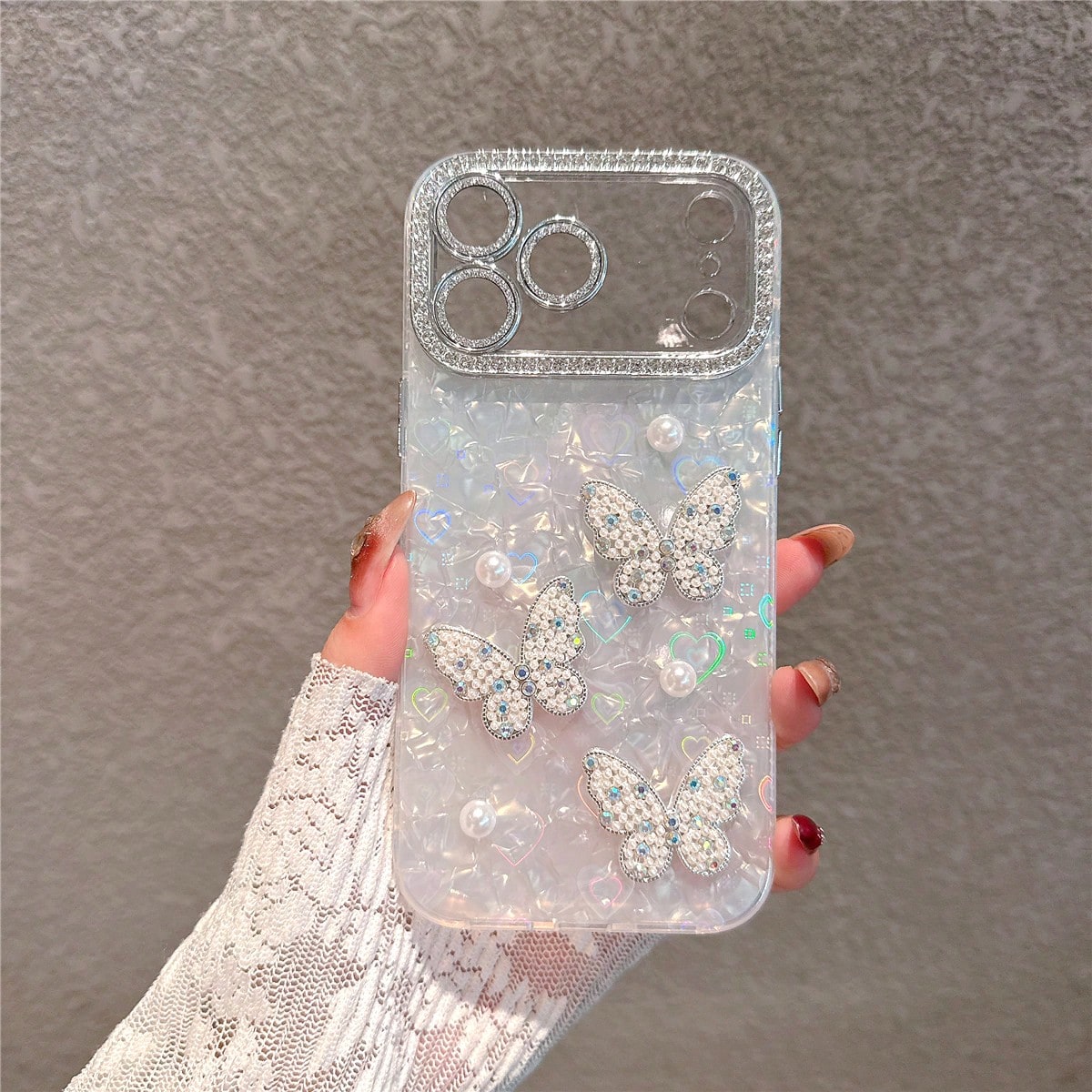 2026hot Luxury Pink Fashion Acrylic Faux Pearl Heart Design Acrylic Hard Phone Shockproof Compatible With 17 Pro/17 Pro/17/17/16 Pro/16/16 Pro/16 Plus/15/15 Pro/15 Pro/15 Plus/11/12/13/14 Pro/11 Pro/1