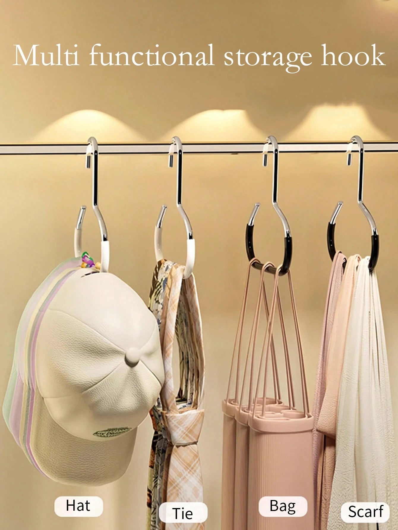 20pcs/10pcs/6pcs/3pcs/1pc Cap Storage Hooks, Wardrobe Organizer Hooks For Hats, Ties, Scarves, Belts, Versatile Hanging Hooks For Home, Dorm, Hotel