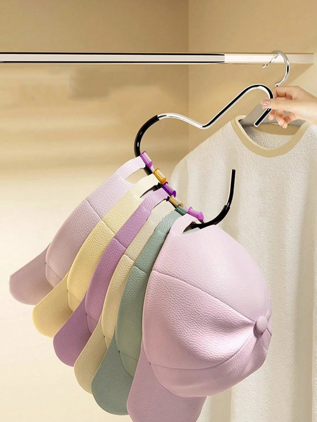 20pcs/10pcs/6pcs/3pcs/1pc Cap Storage Hooks, Wardrobe Organizer Hooks For Hats, Ties, Scarves, Belts, Versatile Hanging Hooks For Home, Dorm, Hotel