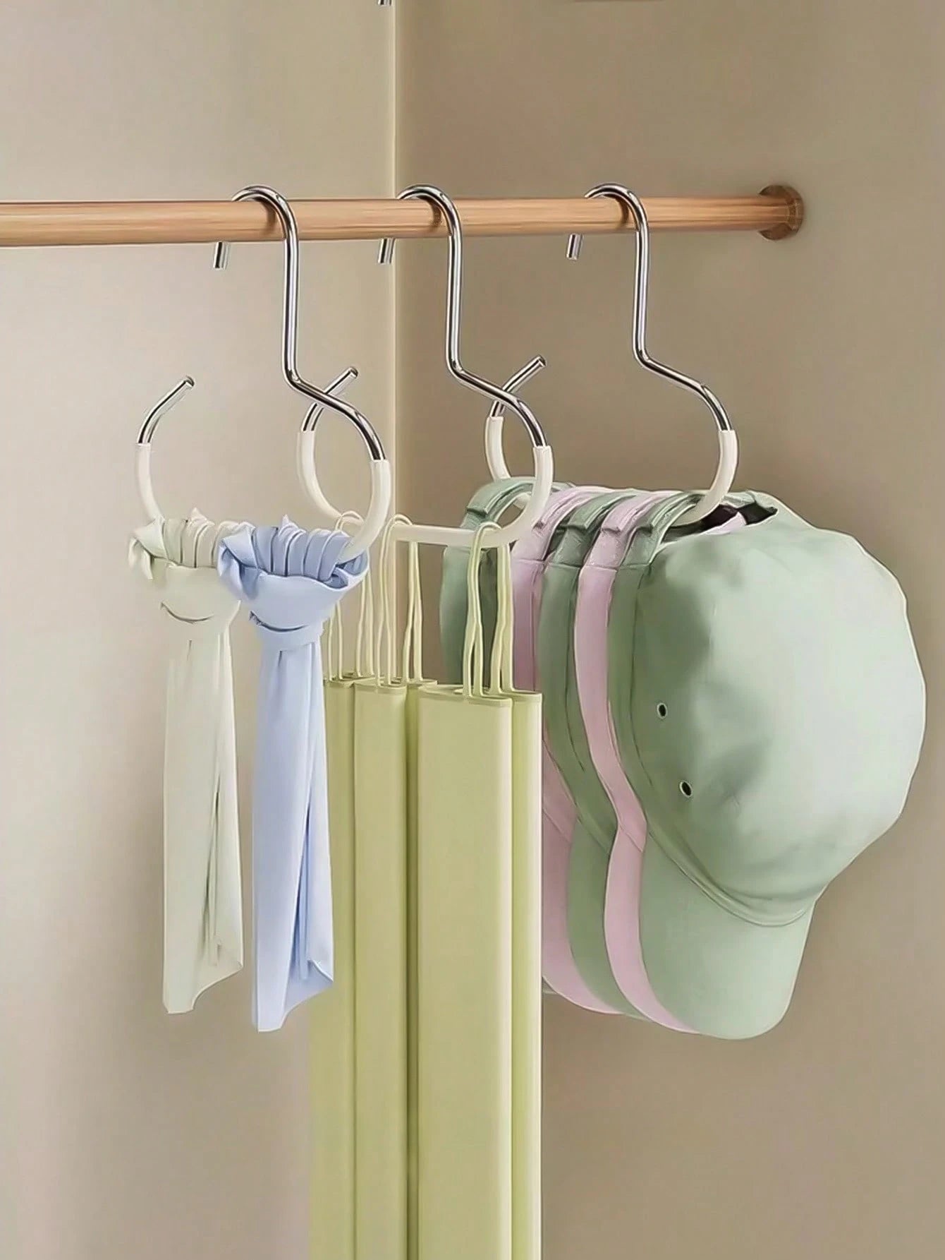 20pcs/10pcs/6pcs/3pcs/1pc Cap Storage Hooks, Wardrobe Organizer Hooks For Hats, Ties, Scarves, Belts, Versatile Hanging Hooks For Home, Dorm, Hotel