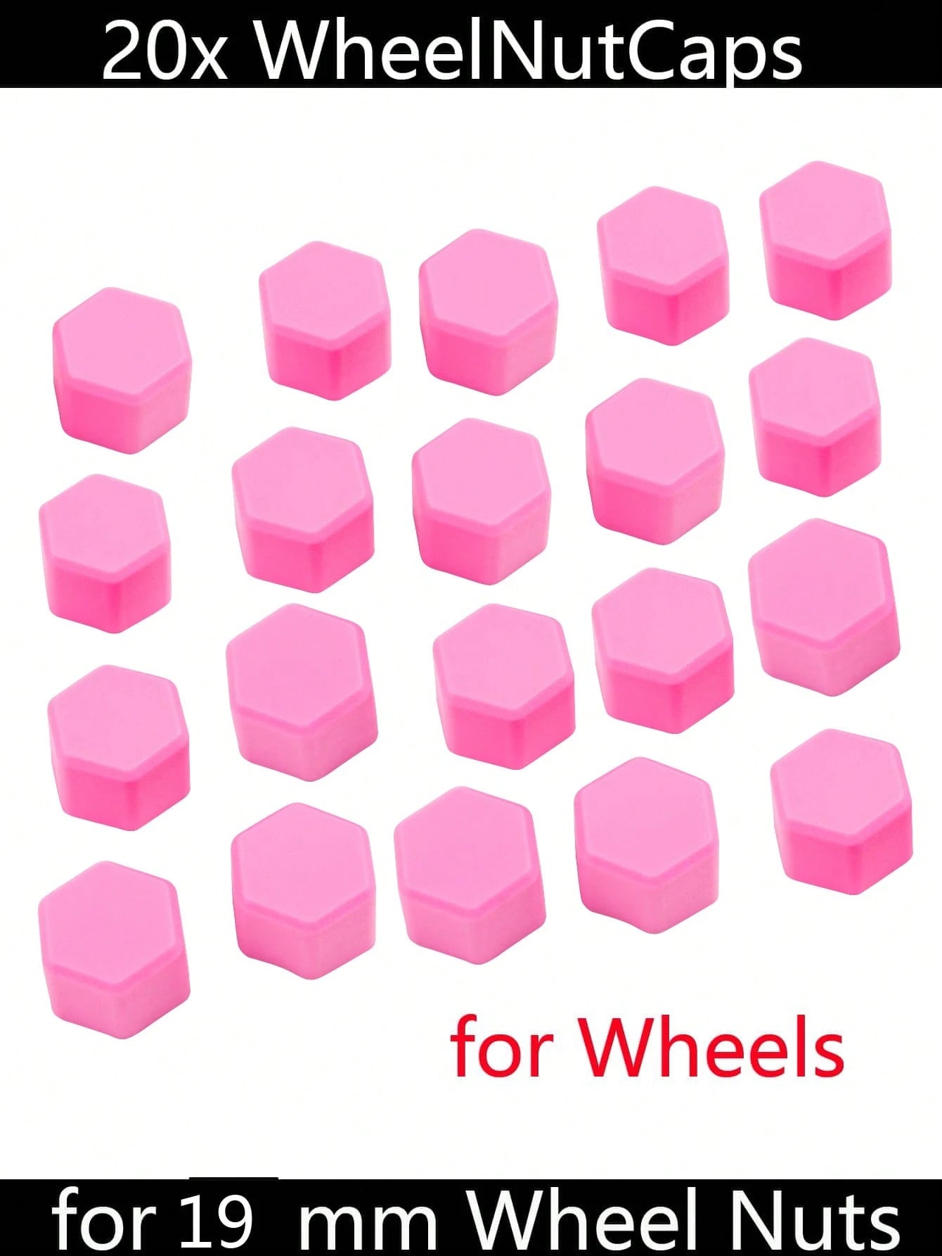 20pcs 19mm Pink Silicone Car Wheel Tyre Hub Screw Bolt Nut Cap Cover