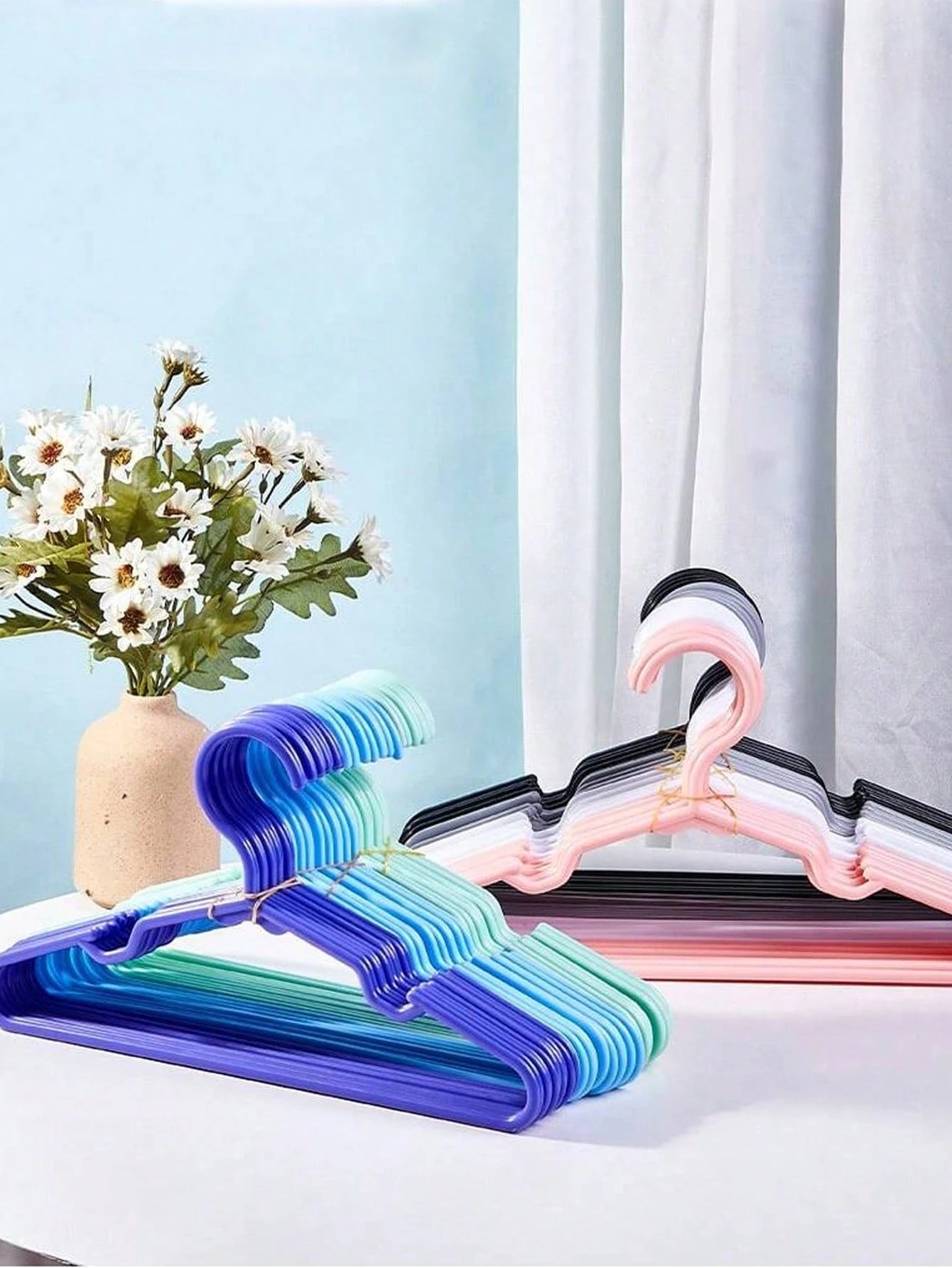 20pcs Plastic Children's Hangers- Wardrobe Hangers For Baby Clothes And Kids Clothes- Nursery Storage Organizer Hangers- Multicolor Assorted