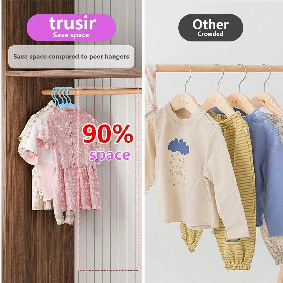 20pcs Plastic Children's Hangers- Wardrobe Hangers For Baby Clothes And Kids Clothes- Nursery Storage Organizer Hangers- Multicolor Assorted