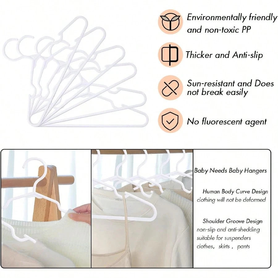 20pcs Plastic Children's Hangers- Wardrobe Hangers For Baby Clothes And Kids Clothes- Nursery Storage Organizer Hangers- Multicolor Assorted