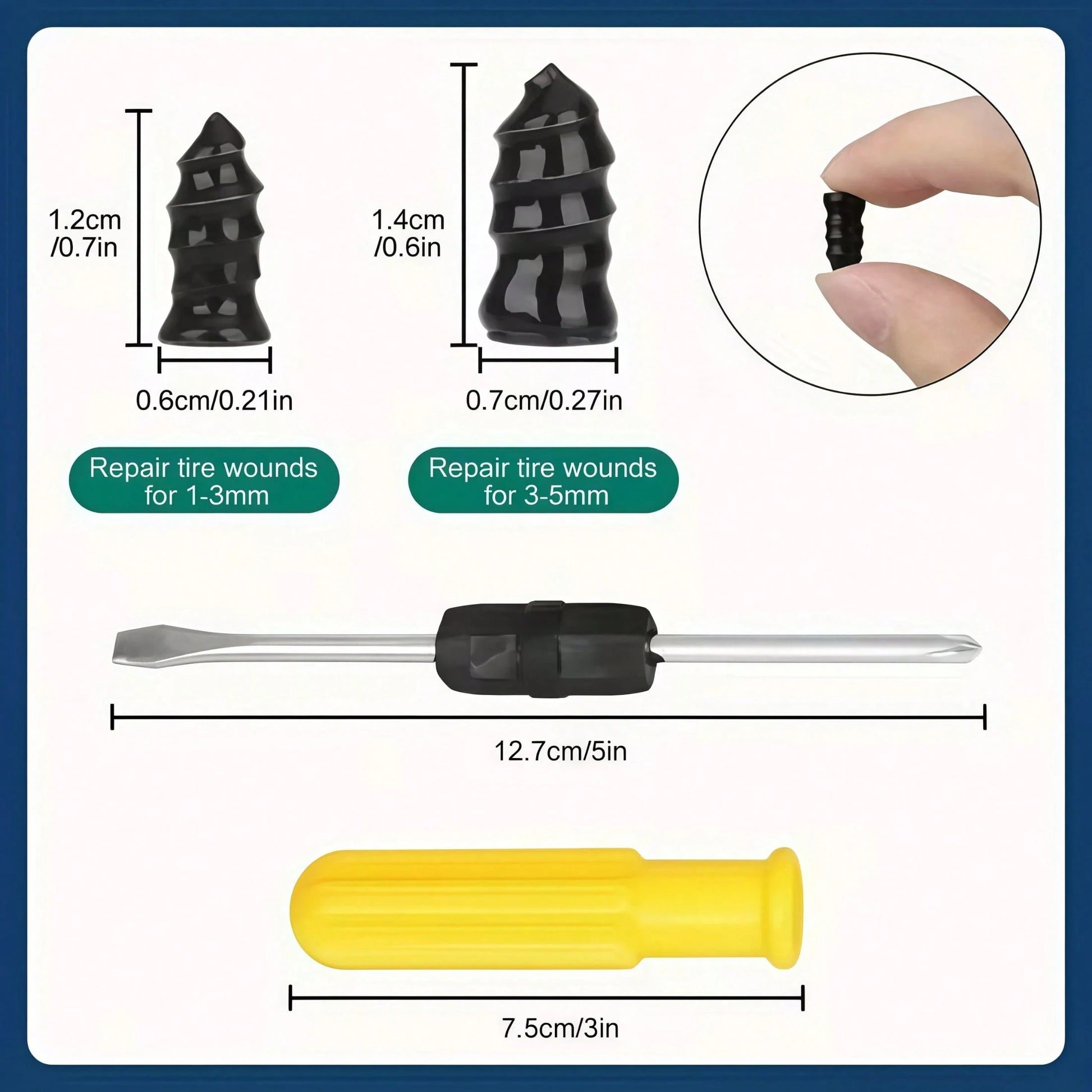 20pcs Tire Repair Kit, Dual Sizes (10 Large, 10 Small, Screwdriver Included). New Tubeless Tire Repair Kit. Suitable For Cars, Motorcycles, Trucks, And Bicycles. Quick And Easy Self-Service Tire Repai
