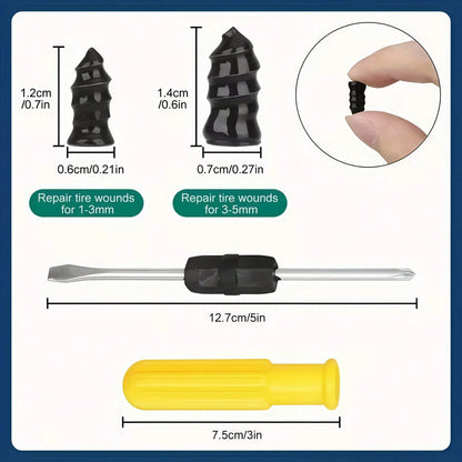 20pcs Tire Repair Kit, Dual Sizes (10 Large, 10 Small, Screwdriver Included). New Tubeless Tire Repair Kit. Suitable For Cars, Motorcycles, Trucks, And Bicycles. Quick And Easy Self-Service Tire Repai