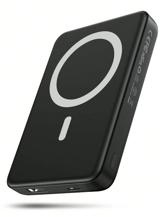20W High-Speed Slim Magnetic Wireless Power Bank – 5000mAh Compact Battery Pack, USB‑C Dual I/O Functionality, Perfect For On‑The‑Go Charging, Coffee Runs & Emergency Use, Universal For All Phones