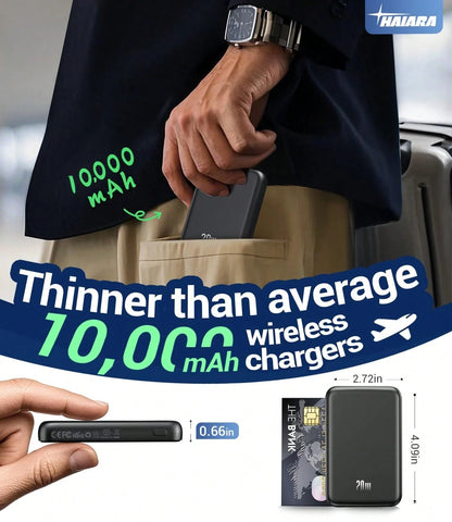 20W High-Speed Slim Magnetic Wireless Power Bank – 5000mAh Compact Battery Pack, USB‑C Dual I/O Functionality, Perfect For On‑The‑Go Charging, Coffee Runs & Emergency Use, Universal For All Phones