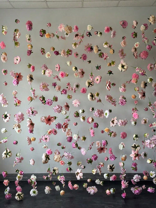 21pcs Hanging Floral Wreath Decoration Set, DIY Flower Curtain Materials, Indoor Decor, Home Decoration, Artificial Flower Pendant Decor, Flower Wall Hanging, Background Decor, Home Garden, Spring/Sum
