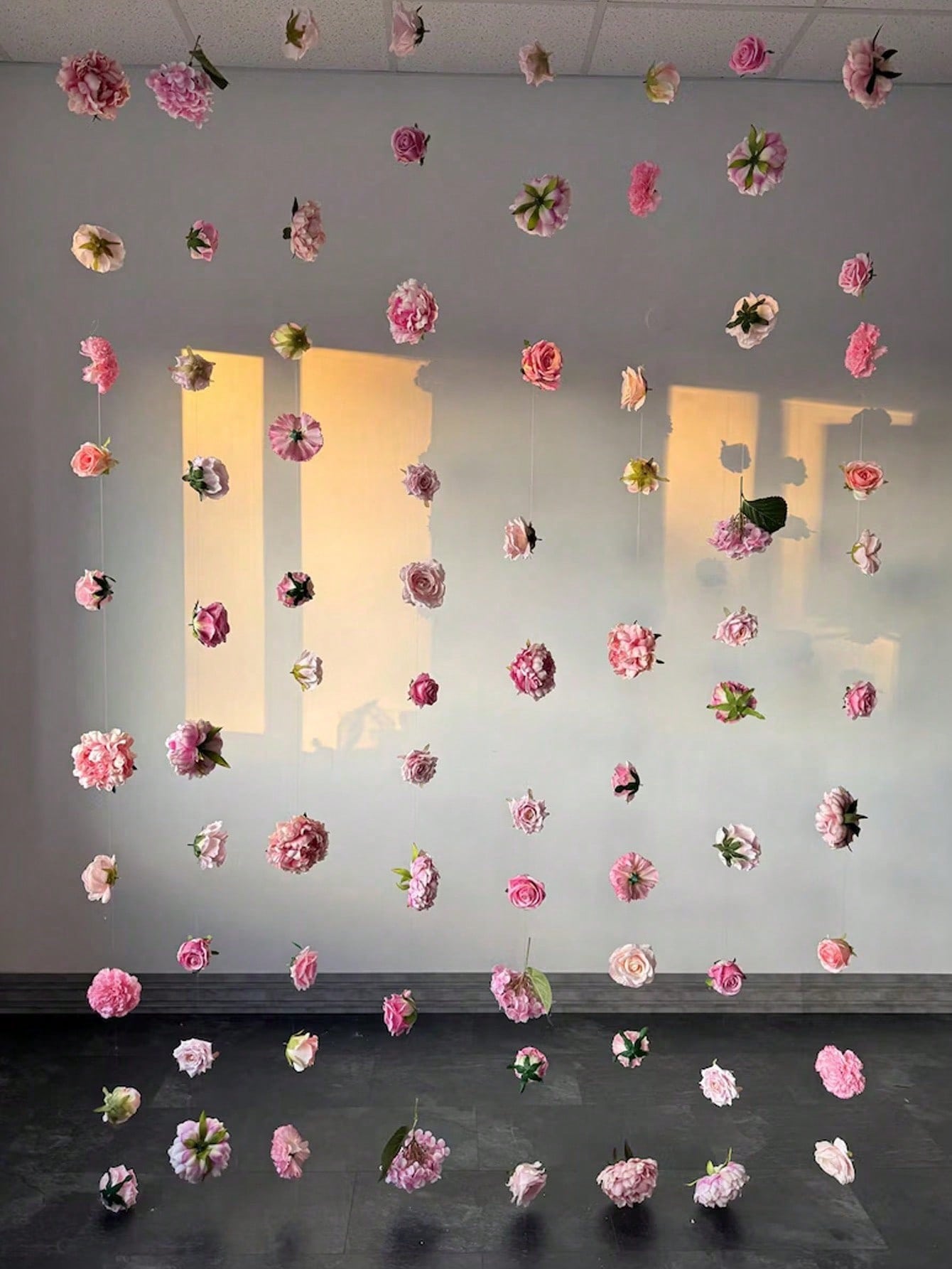 21pcs Hanging Floral Wreath Decoration Set, DIY Flower Curtain Materials, Indoor Decor, Home Decoration, Artificial Flower Pendant Decor, Flower Wall Hanging, Background Decor, Home Garden, Spring/Sum
