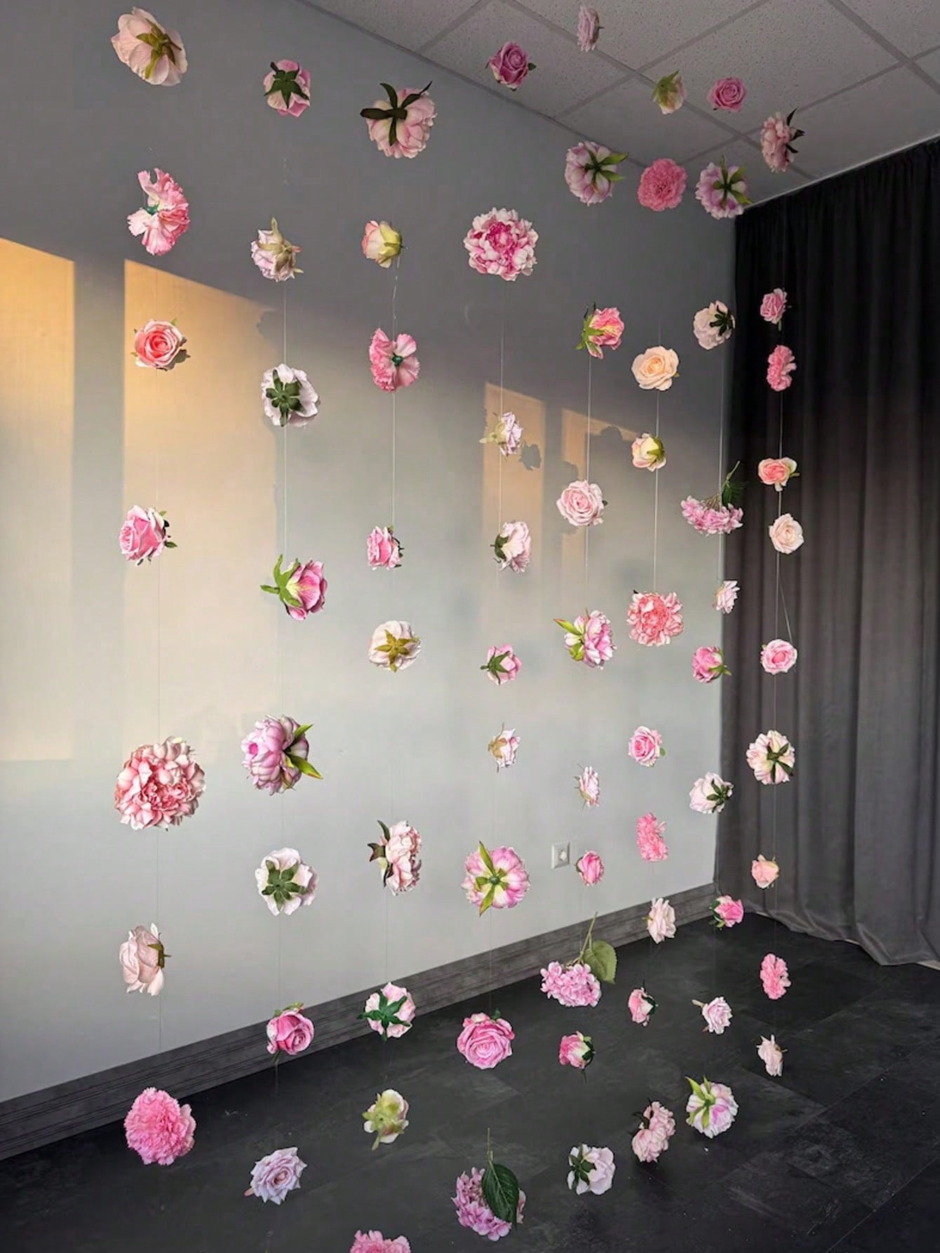 21pcs Hanging Floral Wreath Decoration Set, DIY Flower Curtain Materials, Indoor Decor, Home Decoration, Artificial Flower Pendant Decor, Flower Wall Hanging, Background Decor, Home Garden, Spring/Sum