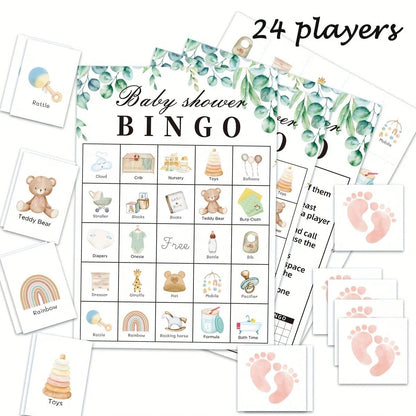 24/33/40pcs Adult Baby Shower Bingo Card Game, Baby Shower Party Supplies, Party Favors, Gender Reveal Party Decorations, 24-Player Bingo Game, Baby Shower Pacifier
