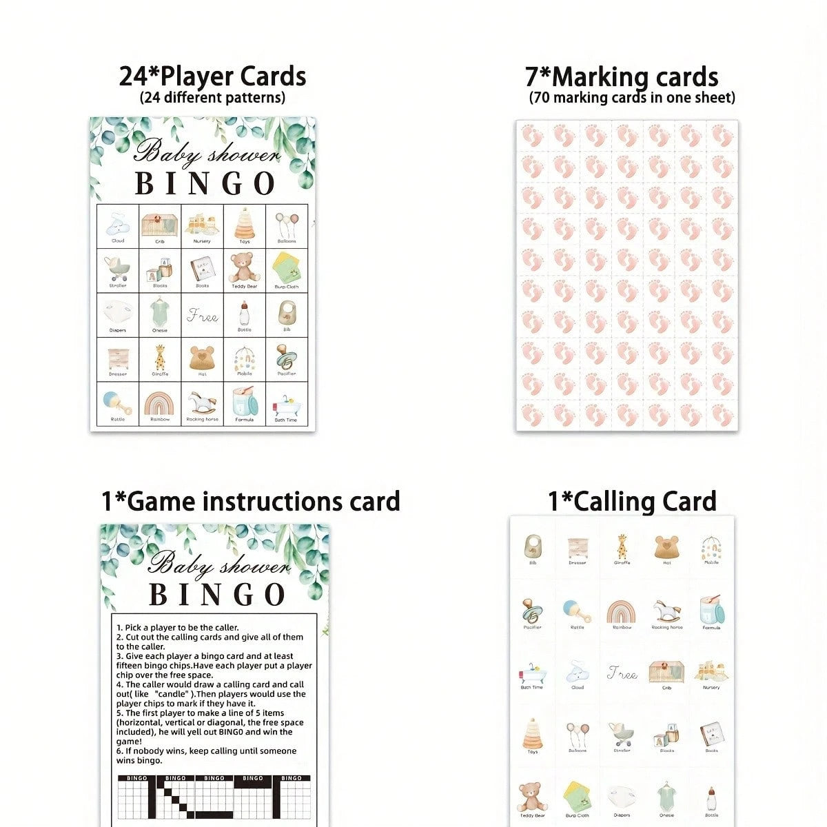 24/33/40pcs Adult Baby Shower Bingo Card Game, Baby Shower Party Supplies, Party Favors, Gender Reveal Party Decorations, 24-Player Bingo Game, Baby Shower Pacifier