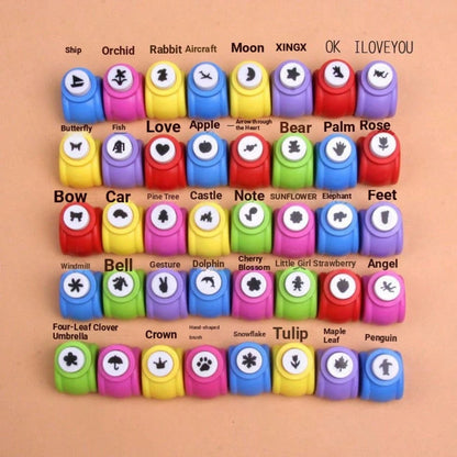 24 Pcs Mini Scrapbook Punches- Handmade 6 Pcs Cutter For Card Crafts, Calico Printing, 12 Pcs Flower Paper Crafts, Punch Hole Puncher, Shape Cutters- No Battery, No Electricity