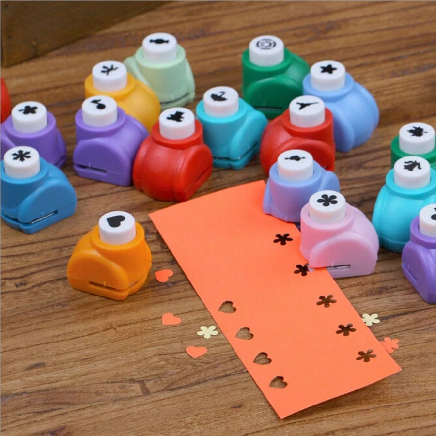 24 Pcs Mini Scrapbook Punches- Handmade 6 Pcs Cutter For Card Crafts, Calico Printing, 12 Pcs Flower Paper Crafts, Punch Hole Puncher, Shape Cutters- No Battery, No Electricity