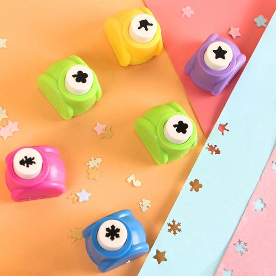 24 Pcs Mini Scrapbook Punches- Handmade 6 Pcs Cutter For Card Crafts, Calico Printing, 12 Pcs Flower Paper Crafts, Punch Hole Puncher, Shape Cutters- No Battery, No Electricity