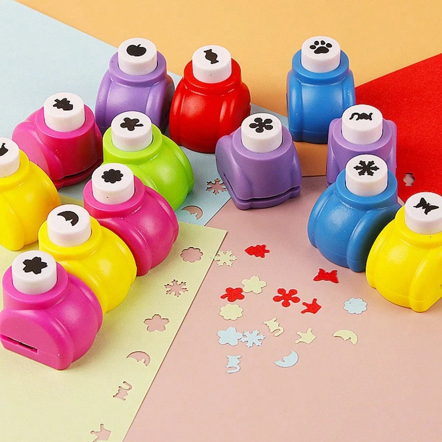 24 Pcs Mini Scrapbook Punches- Handmade 6 Pcs Cutter For Card Crafts, Calico Printing, 12 Pcs Flower Paper Crafts, Punch Hole Puncher, Shape Cutters- No Battery, No Electricity