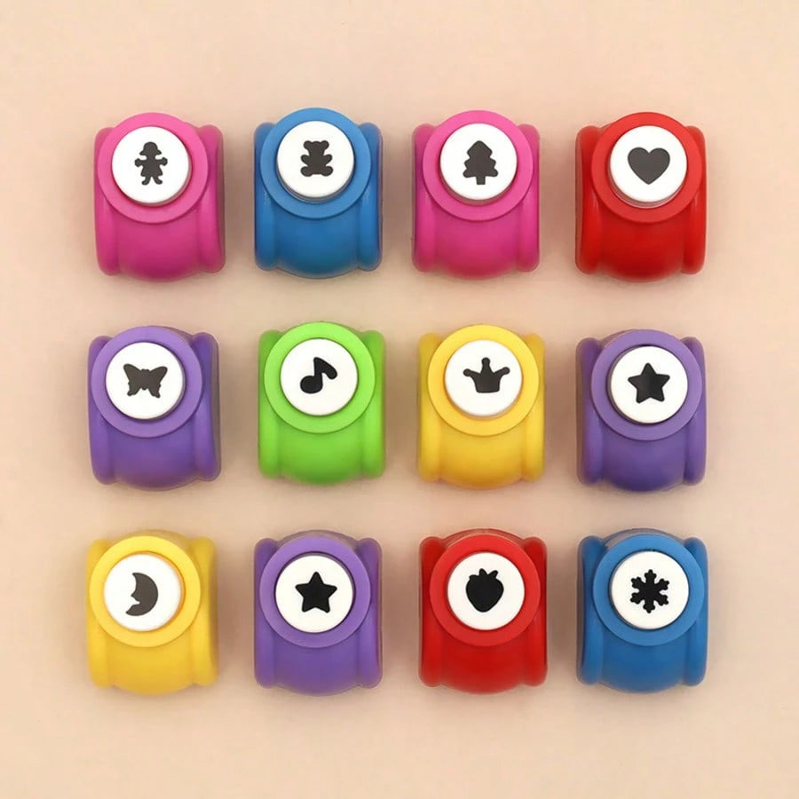 24 Pcs Mini Scrapbook Punches- Handmade 6 Pcs Cutter For Card Crafts, Calico Printing, 12 Pcs Flower Paper Crafts, Punch Hole Puncher, Shape Cutters- No Battery, No Electricity