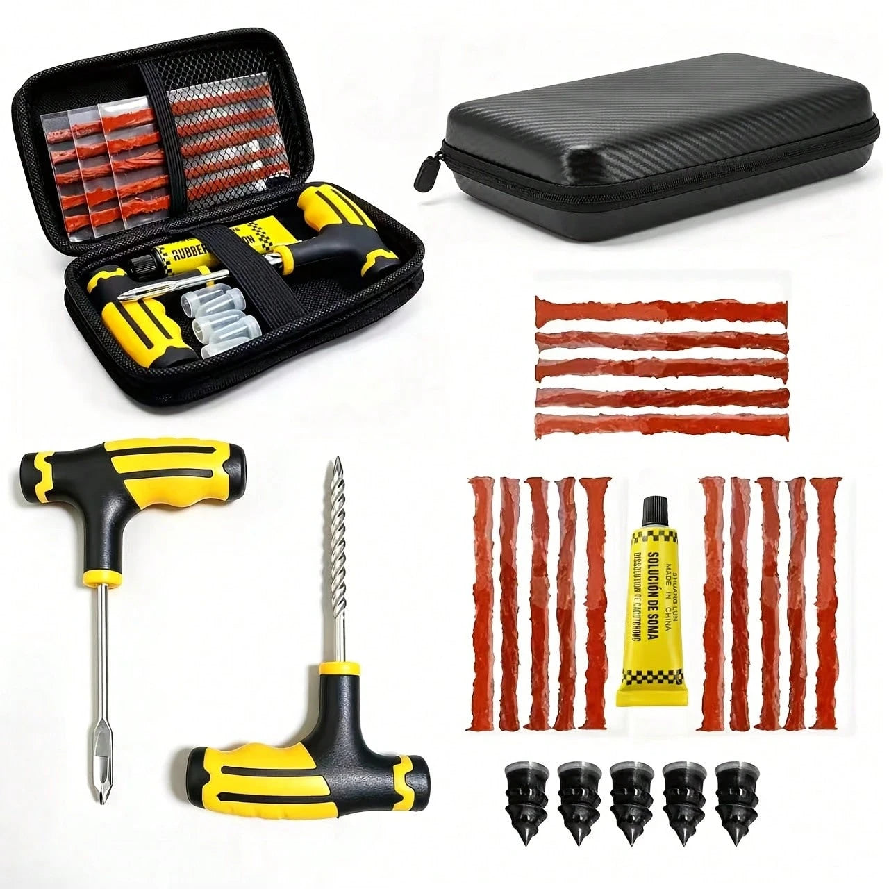 24 Pieces Of Professional Tire Repair Tools, Motorcycle Electric Vehicle ATV Universal Tire Burst Emergency Repair Rubber Strip Set