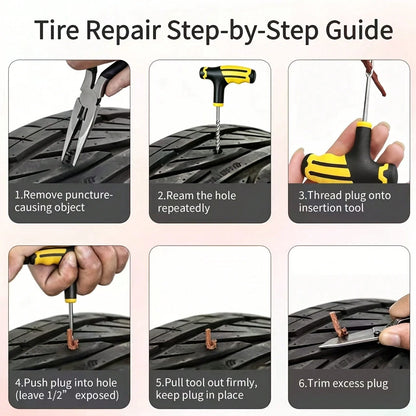 24 Pieces Of Professional Tire Repair Tools, Motorcycle Electric Vehicle ATV Universal Tire Burst Emergency Repair Rubber Strip Set