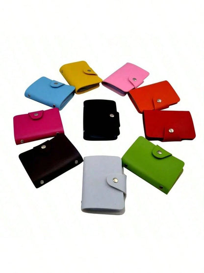 24-Slot Card Holder, Minimalist Solid Color Pocket Card Wallet, Unisex Credit Card & ID Organizer, Genuine Leather Card Case, Women's Travel Essential Mini Wallet Card Holder