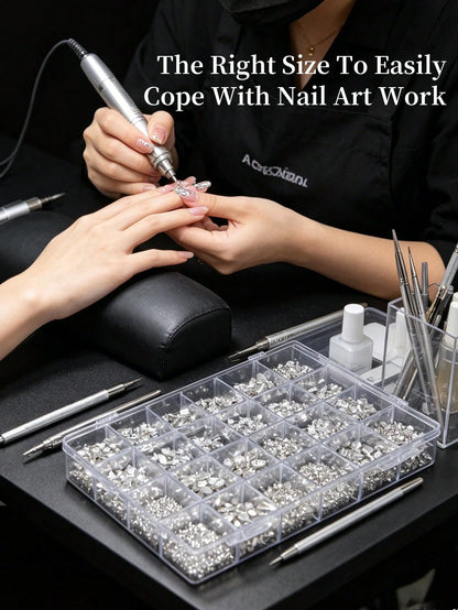 24pcs Nail Rhinestone Decoration Set With Tweezers, Includes Diamond Shaped, Bow, Star, Heart And Other Shapes In Multiple Colors, DIY Y2K Style Nail Art Supplies For Daily And Travel Use Nails Nail C