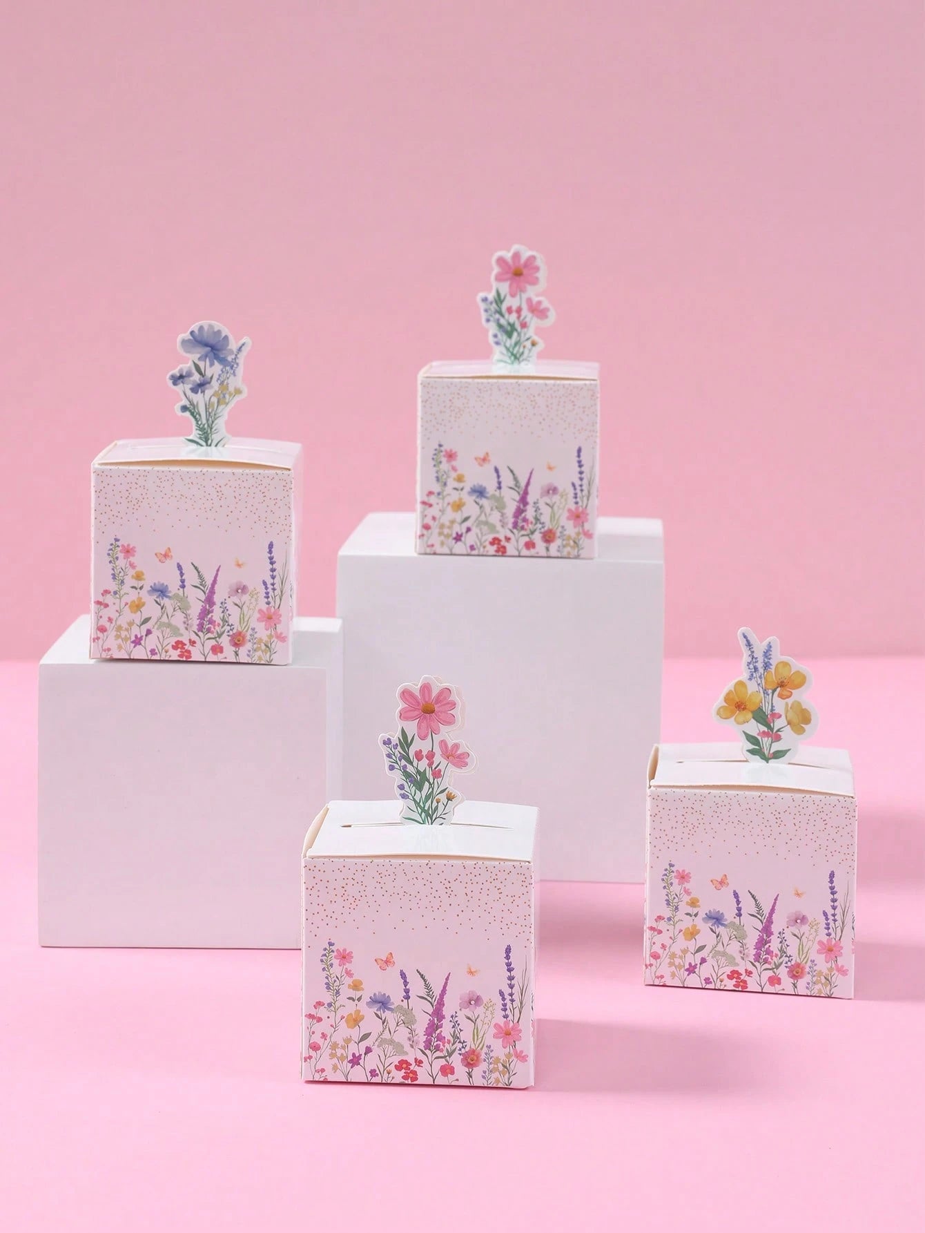24pcs Wild Flower Theme Candy Box, Spring Theme Gift Packaging Box, Chocolate And Cookie Gift Box, Gender Reveal Party Decor, Birthday Decor, Baby Shower Decor, Party Decoration