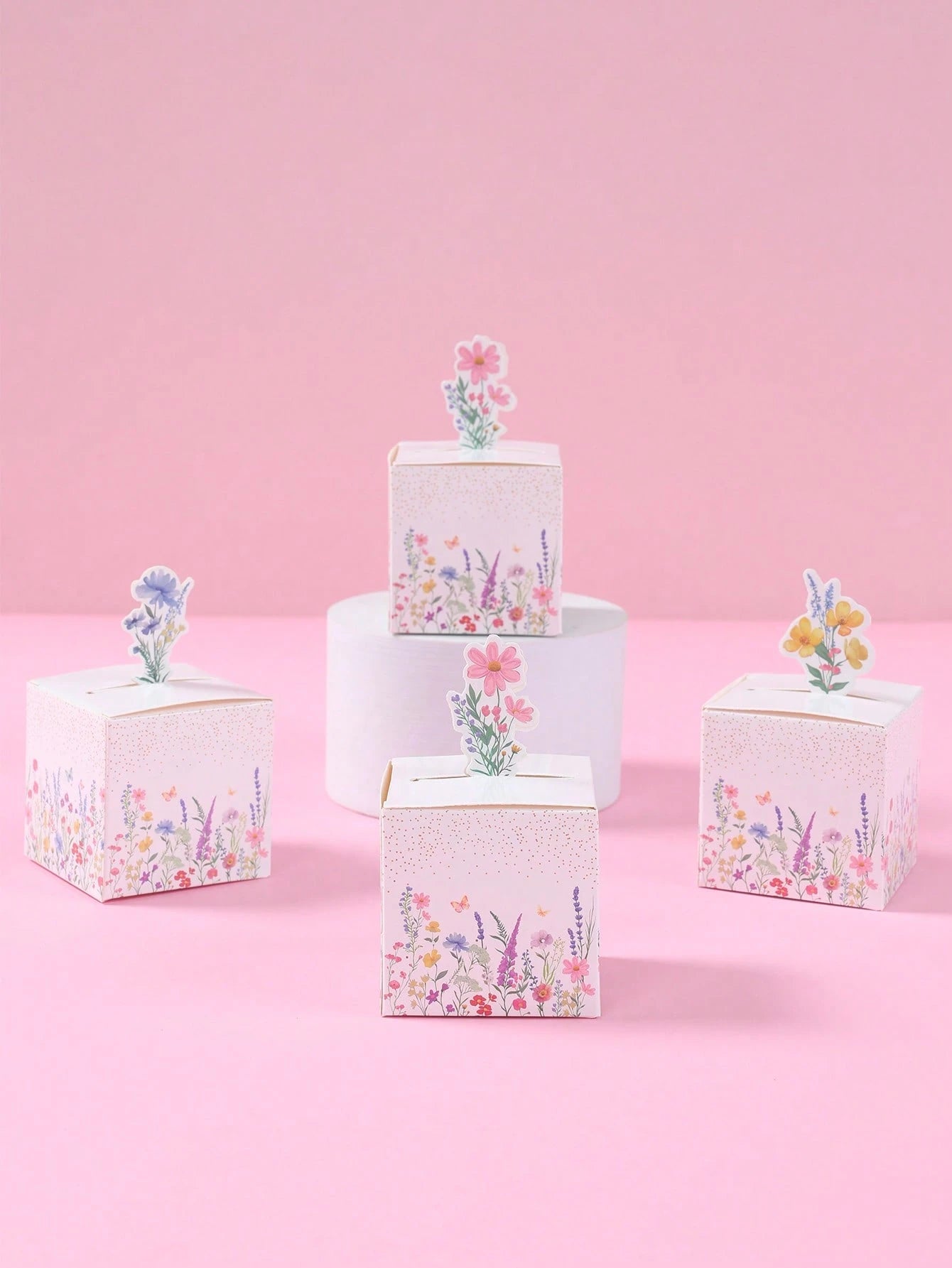 24pcs Wild Flower Theme Candy Box, Spring Theme Gift Packaging Box, Chocolate And Cookie Gift Box, Gender Reveal Party Decor, Birthday Decor, Baby Shower Decor, Party Decoration