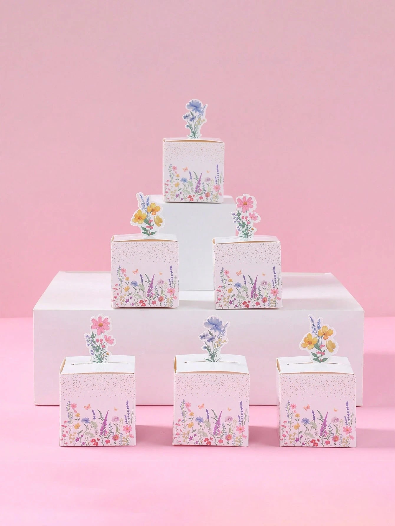 24pcs Wild Flower Theme Candy Box, Spring Theme Gift Packaging Box, Chocolate And Cookie Gift Box, Gender Reveal Party Decor, Birthday Decor, Baby Shower Decor, Party Decoration