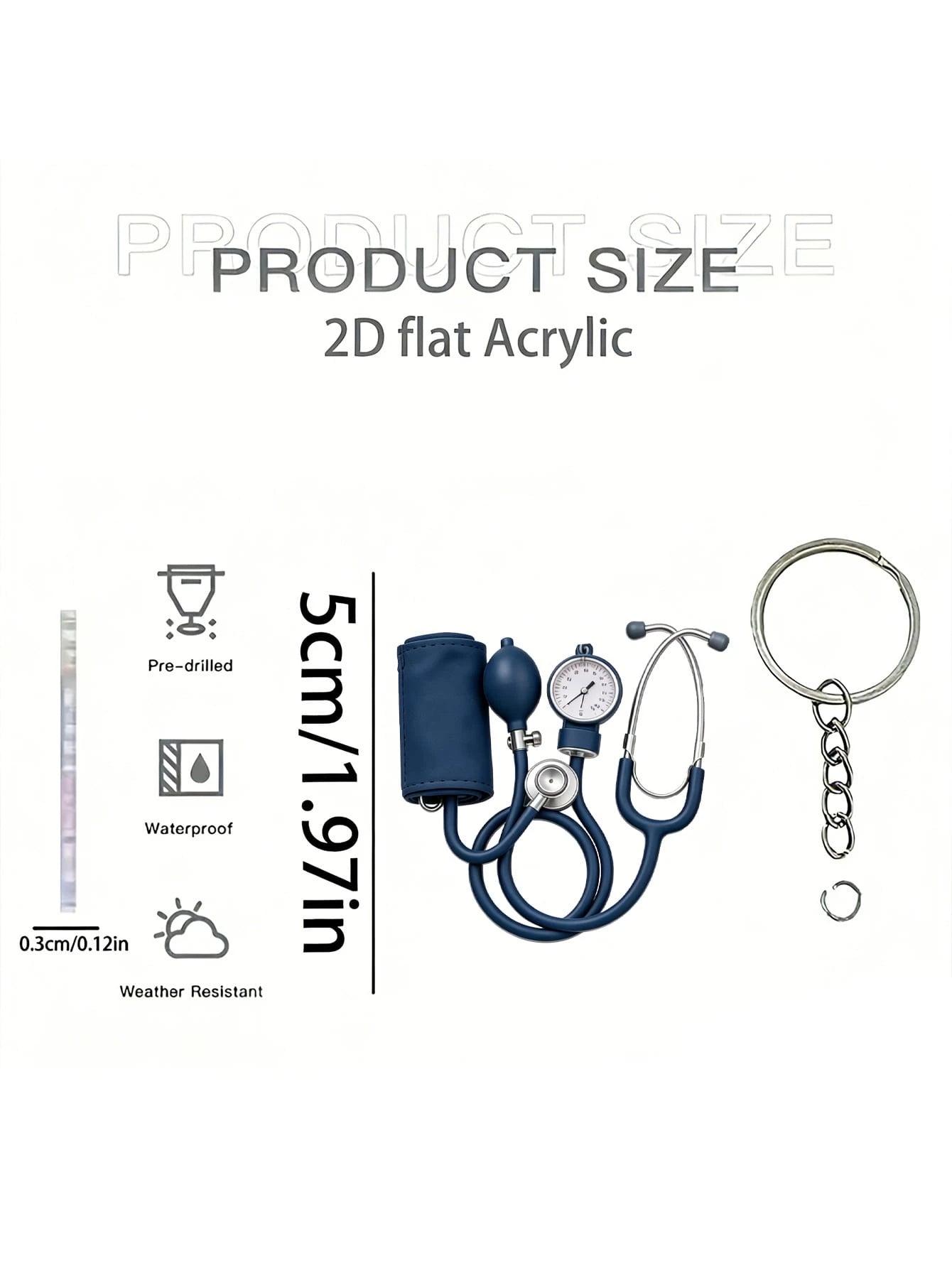 2D Acrylic Keychain, Pink Stethoscope + Blood Pressure Monitor Set, 1pc, Medical Style Healing Pendant, Ideal Gift For Nurses, Doctors And Medical Enthusiasts, Lightweight And Soft.