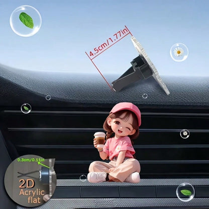 2D Flat 1pc Decorative Car Air Vent Clip Ornament, Universal Auto Interior Accessory, Stylish Car Air Outlet Decor Without Fragrance Source, Portable Car Styling Ornament, Ideal Gift For Female Driver