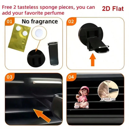 2D Flat 1pc Decorative Car Air Vent Clip Ornament, Universal Auto Interior Accessory, Stylish Car Air Outlet Decor Without Fragrance Source, Portable Car Styling Ornament, Ideal Gift For Female Driver