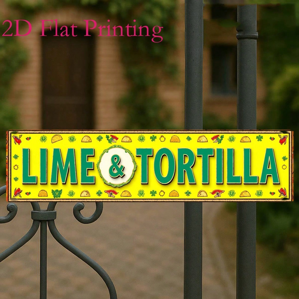 2D Flat- 4X16 Inch Vintage Metal Aluminum Sign, Lime And Tortilla Mexican Food Funny Quote Sign Ideal For Kitchen Taco Bar Restaurant Patio Party Decor Wall Art Decor