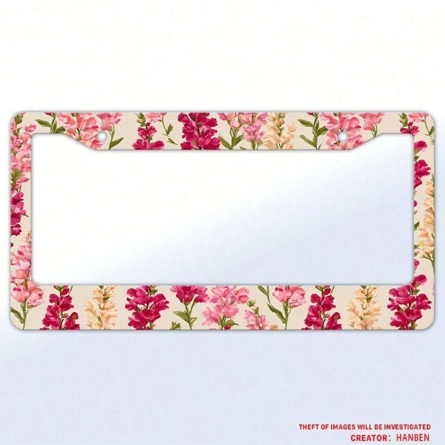 2D Flat, Healing Pink Floral Cluster License Plate Decorative Frame, 12x6inch, Suitable For American Vehicles, Car Decoration, Car Acessesories>Essentials, Car Picks, Gifts,Car Acessesories Women