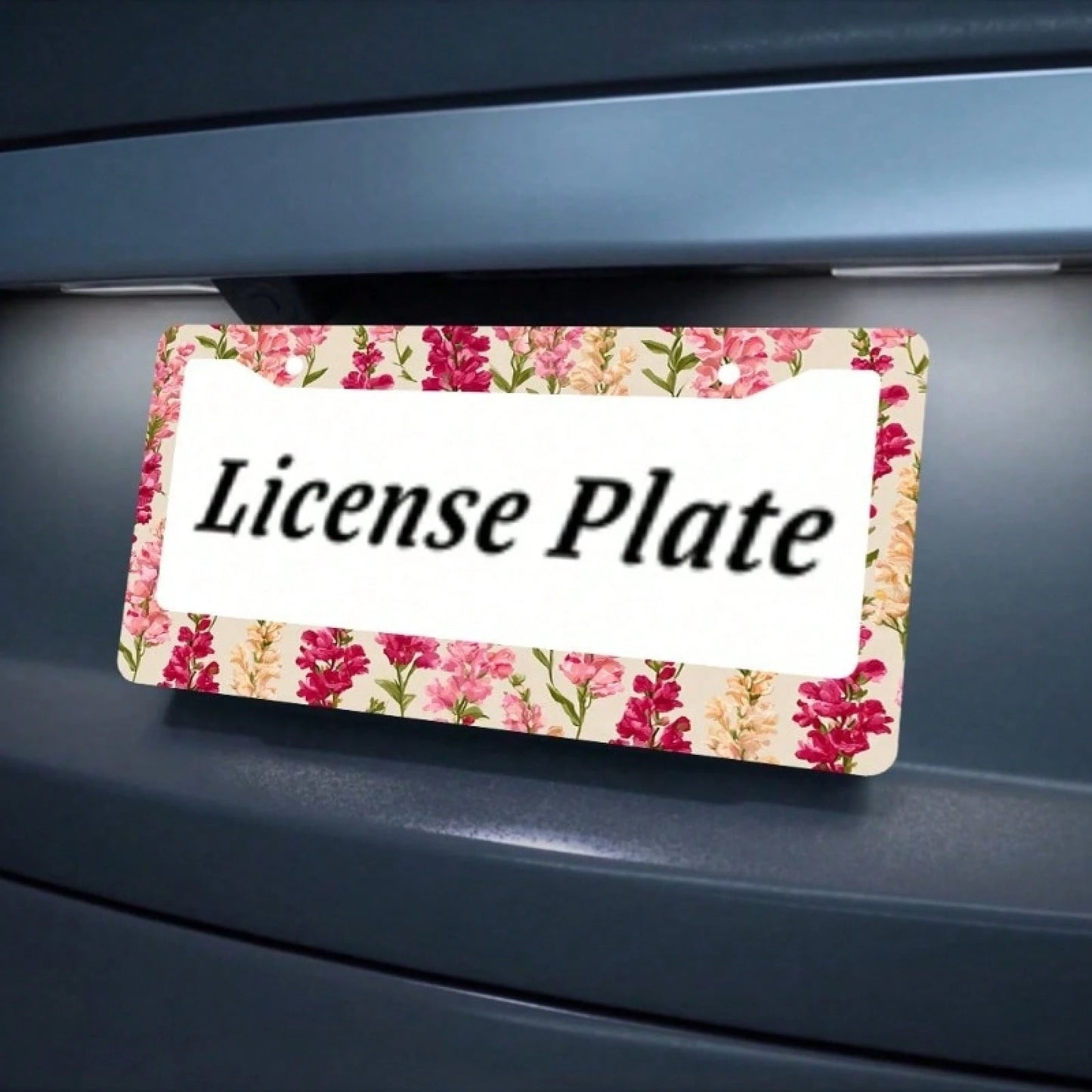 2D Flat, Healing Pink Floral Cluster License Plate Decorative Frame, 12x6inch, Suitable For American Vehicles, Car Decoration, Car Acessesories>Essentials, Car Picks, Gifts,Car Acessesories Women