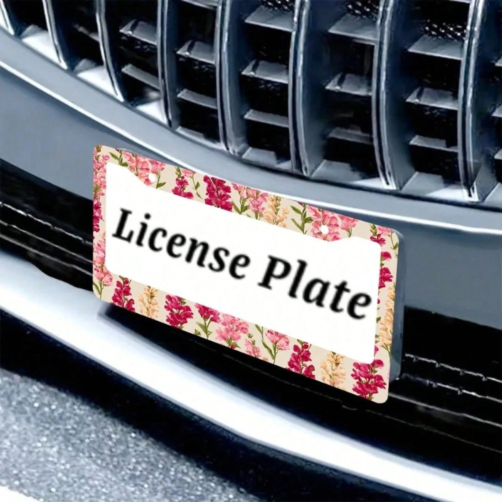2D Flat, Healing Pink Floral Cluster License Plate Decorative Frame, 12x6inch, Suitable For American Vehicles, Car Decoration, Car Acessesories>Essentials, Car Picks, Gifts,Car Acessesories Women