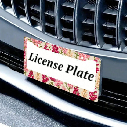 2D Flat, Healing Pink Floral Cluster License Plate Decorative Frame, 12x6inch, Suitable For American Vehicles, Car Decoration, Car Acessesories>Essentials, Car Picks, Gifts,Car Acessesories Women