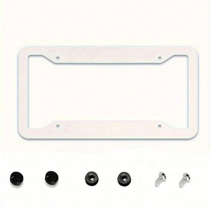 2D Flat, Healing Pink Floral Cluster License Plate Decorative Frame, 12x6inch, Suitable For American Vehicles, Car Decoration, Car Acessesories>Essentials, Car Picks, Gifts,Car Acessesories Women