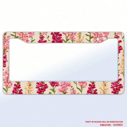 2D Flat, Healing Pink Floral Cluster License Plate Decorative Frame, 12x6inch, Suitable For American Vehicles, Car Decoration, Car Acessesories>Essentials, Car Picks, Gifts,Car Acessesories Women