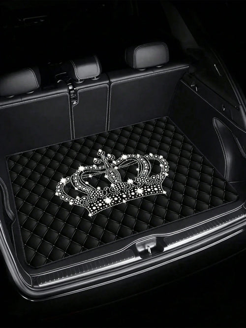 2d Flat Luxury Crown- Patterned Car Trunk Mat, 29.53x39.37inch, 1pc, Material, Stylish & Durable, Ideal For Car Interior Decoration, Car Acessesories, Car Decor, Car Acessesories Women
