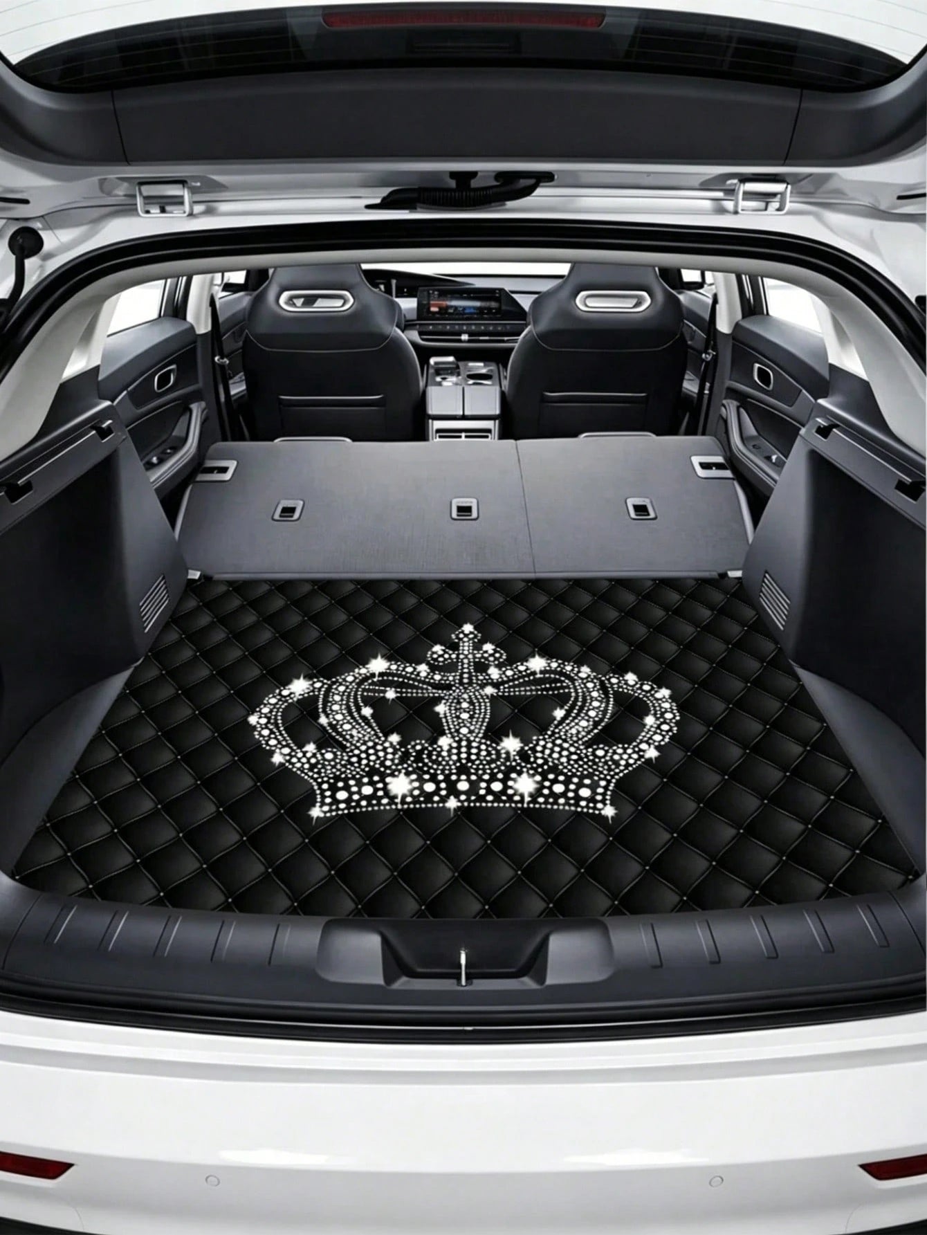 2d Flat Luxury Crown- Patterned Car Trunk Mat, 29.53x39.37inch, 1pc, Material, Stylish & Durable, Ideal For Car Interior Decoration, Car Acessesories, Car Decor, Car Acessesories Women