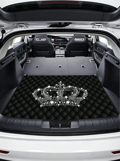 2d Flat Luxury Crown- Patterned Car Trunk Mat, 29.53x39.37inch, 1pc, Material, Stylish & Durable, Ideal For Car Interior Decoration, Car Acessesories, Car Decor, Car Acessesories Women