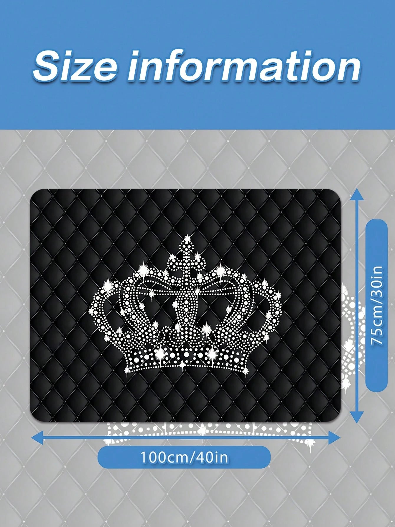 2d Flat Luxury Crown- Patterned Car Trunk Mat, 29.53x39.37inch, 1pc, Material, Stylish & Durable, Ideal For Car Interior Decoration, Car Acessesories, Car Decor, Car Acessesories Women