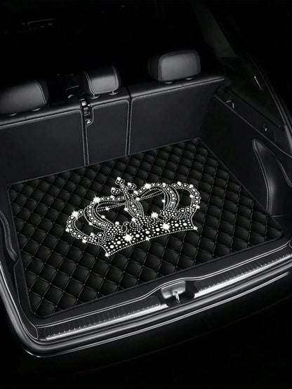 2d Flat Luxury Crown- Patterned Car Trunk Mat, 29.53x39.37inch, 1pc, Material, Stylish & Durable, Ideal For Car Interior Decoration, Car Acessesories, Car Decor, Car Acessesories Women