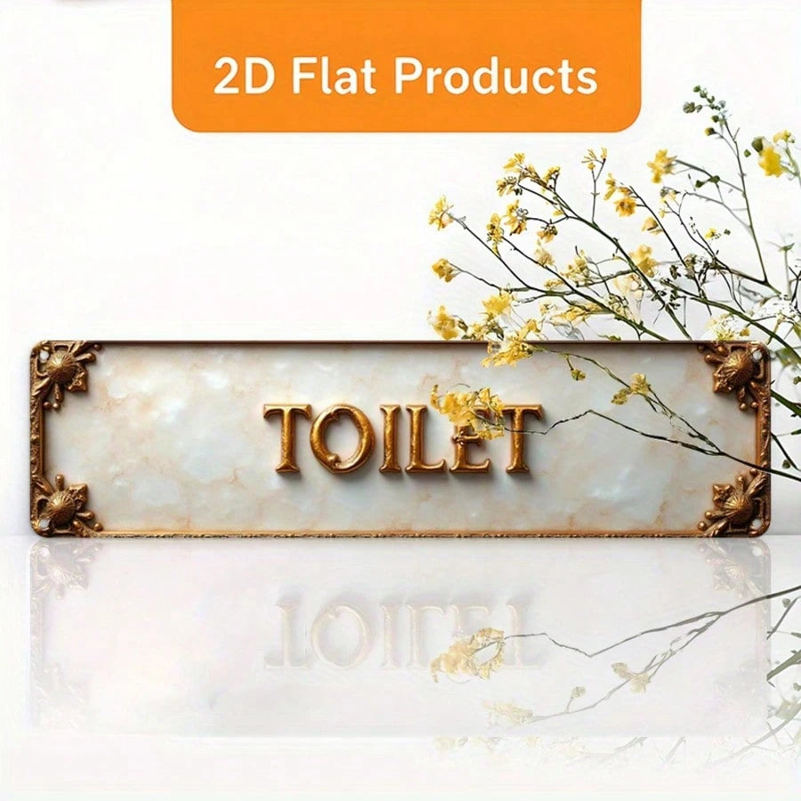 2D Flat- This Is A 2D Flat, Vintage Style Iron Sign, Labeled "Toilet", Size 10X40cm (4X16in). It Is An Ideal Choice For Home Decor, Suitable For Bathrooms, Kitchens, Offices, Cafes And Rustic Style I