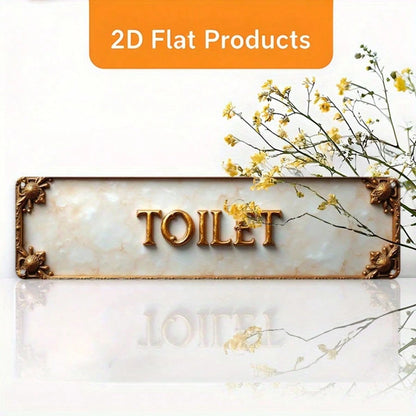 2D Flat- This Is A 2D Flat, Vintage Style Iron Sign, Labeled "Toilet", Size 10X40cm (4X16in). It Is An Ideal Choice For Home Decor, Suitable For Bathrooms, Kitchens, Offices, Cafes And Rustic Style I