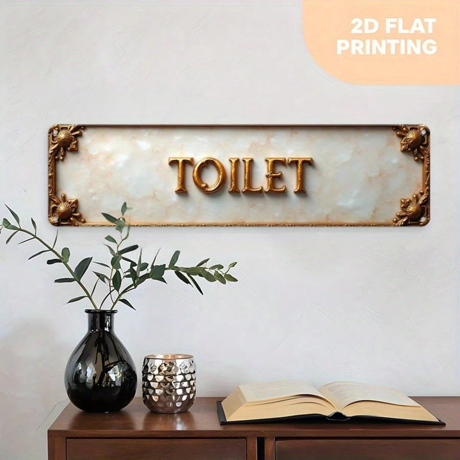 2D Flat- This Is A 2D Flat, Vintage Style Iron Sign, Labeled "Toilet", Size 10X40cm (4X16in). It Is An Ideal Choice For Home Decor, Suitable For Bathrooms, Kitchens, Offices, Cafes And Rustic Style I