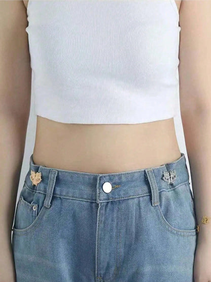 2pairs High Quality Butterfly Waist Tightener Buckle Pants Pins Collar Buttons Brooch Pins For Women Durable Fashion Detachable Pants Clip For Jeans, Skirts, Pants Bag Accessories For Girl Student Wom